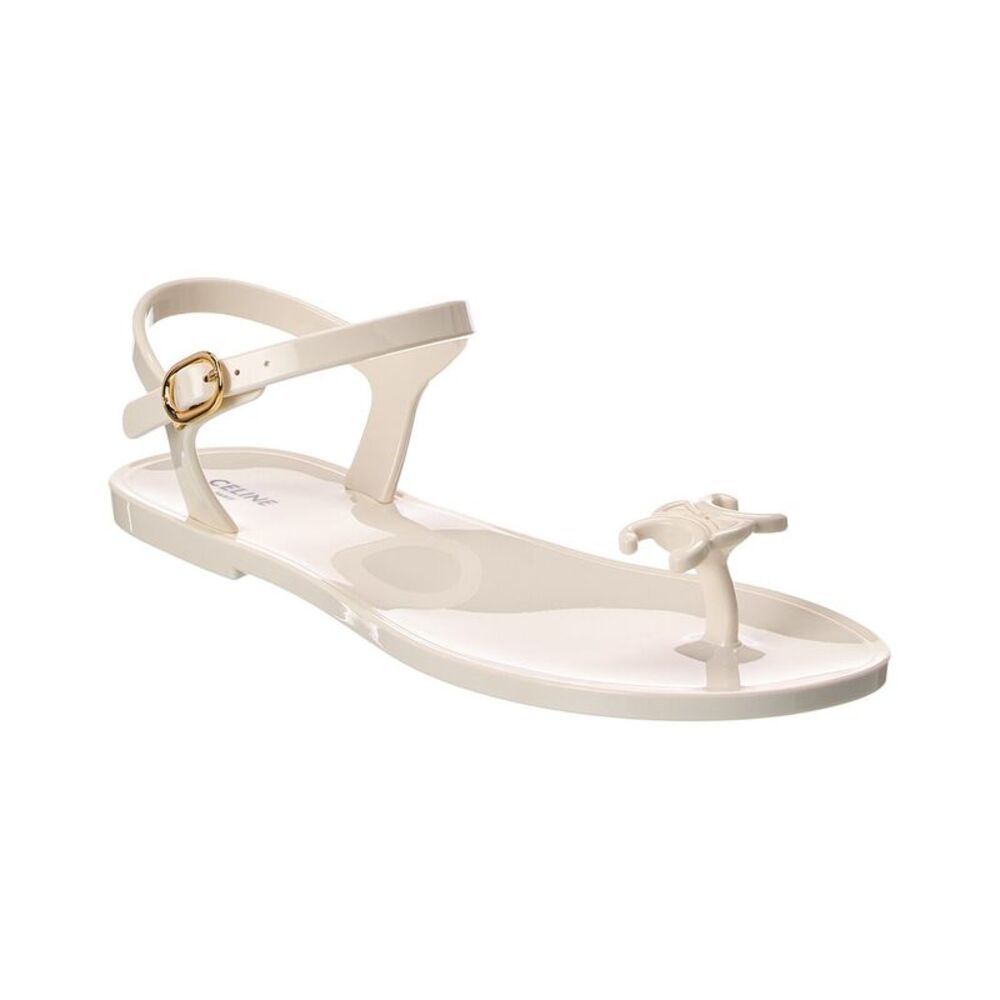 Celine Triomphe Jelly Sandal, White